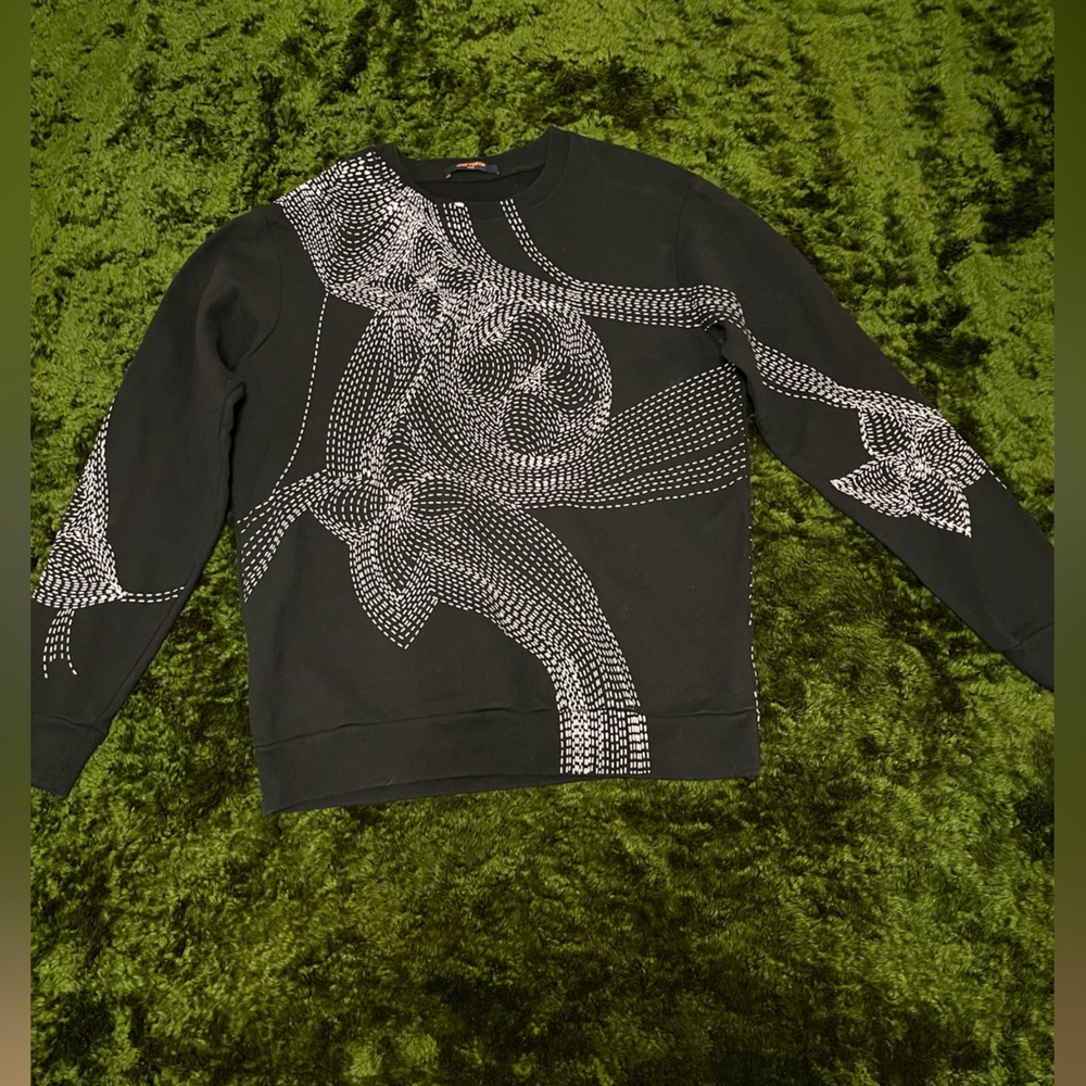Louis Vuitton logo print Black and White Patterned Long Sleeve crew neck